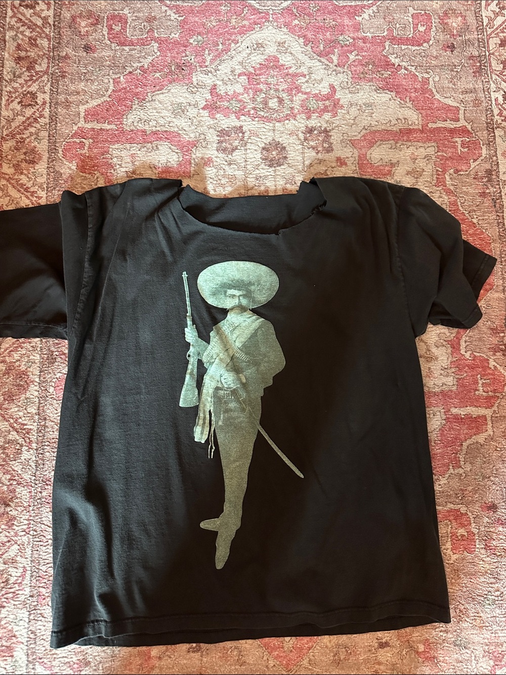 Black Graphic Tee with Green Print
